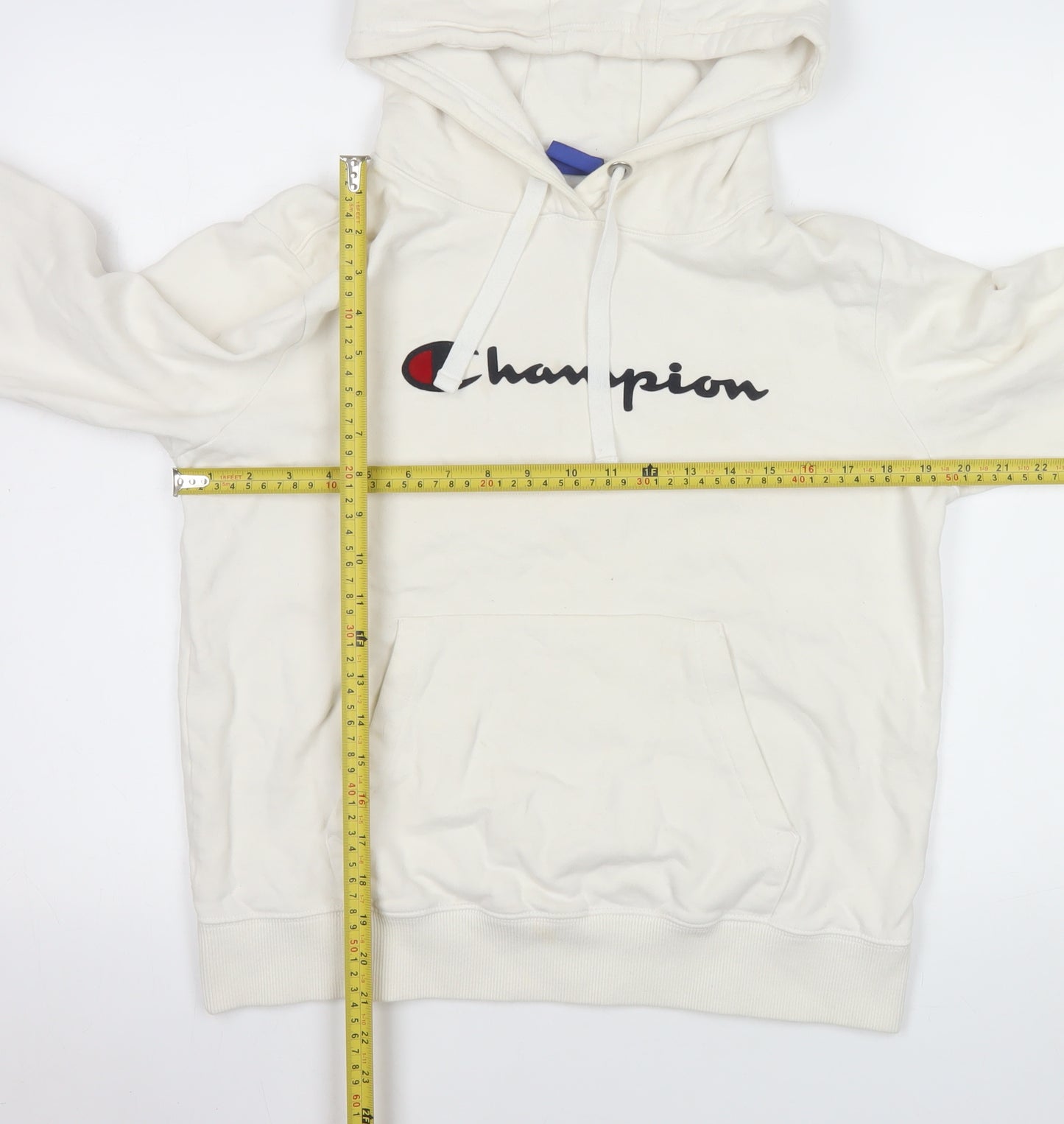 Champion Men's Ivory Small Pullover Hoodie with Logo Graphic