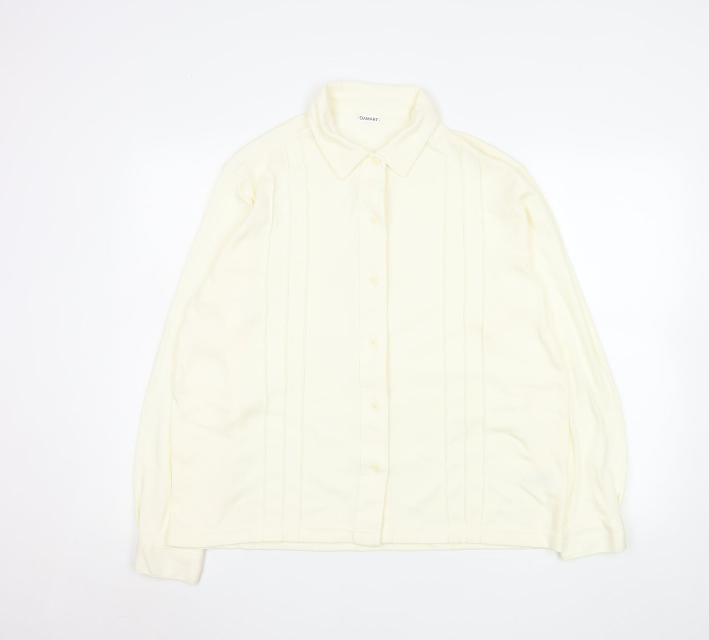 Damart Men’s Ivory Long Sleeve Button-Up Shirt L Regular Fit