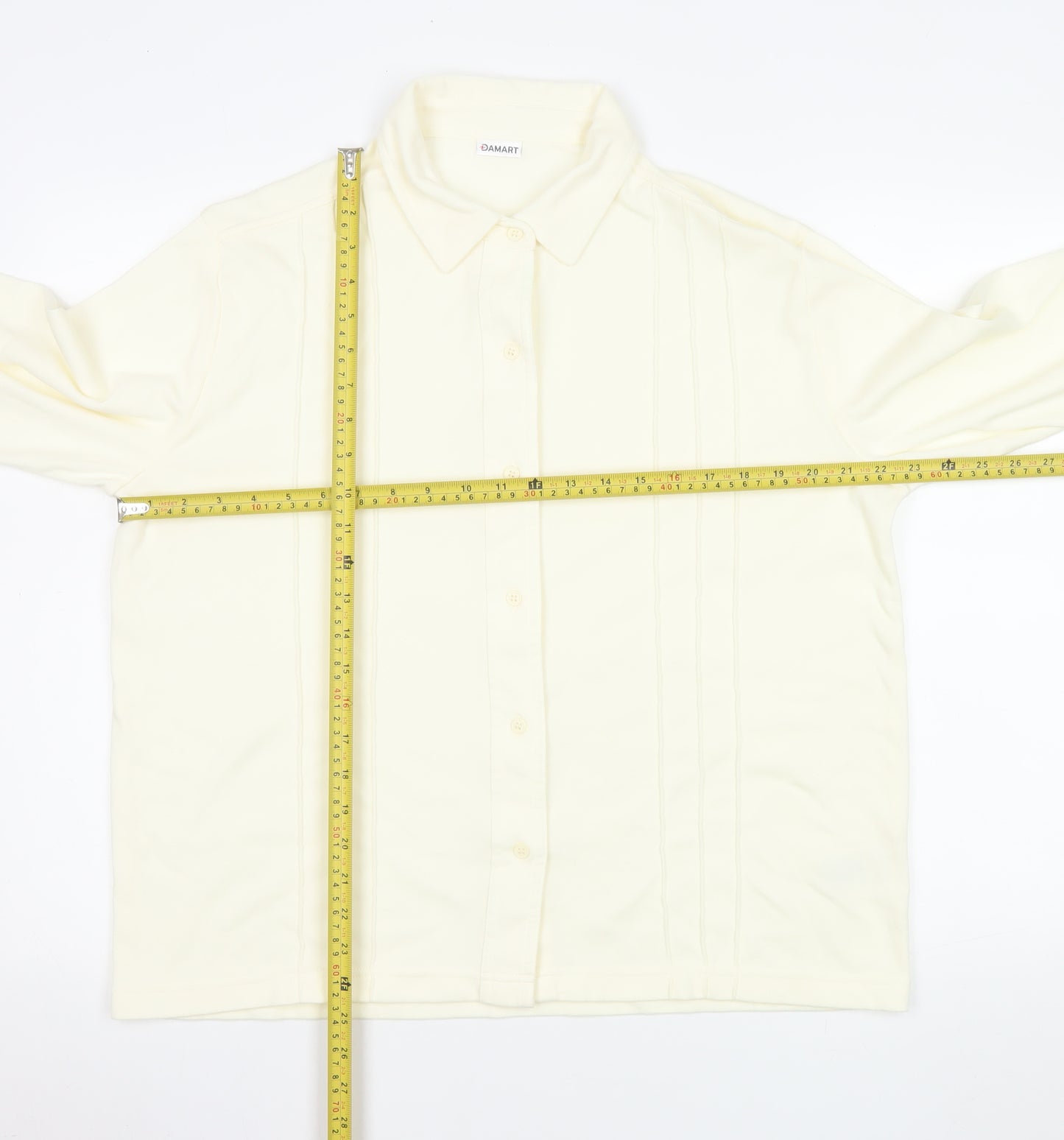 Damart Men’s Ivory Long Sleeve Button-Up Shirt L Regular Fit