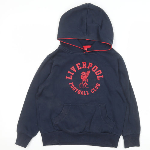 Liverpool FC Boys Navy Hoodie 8-9 Years Pullover Hooded Sweatshirt
