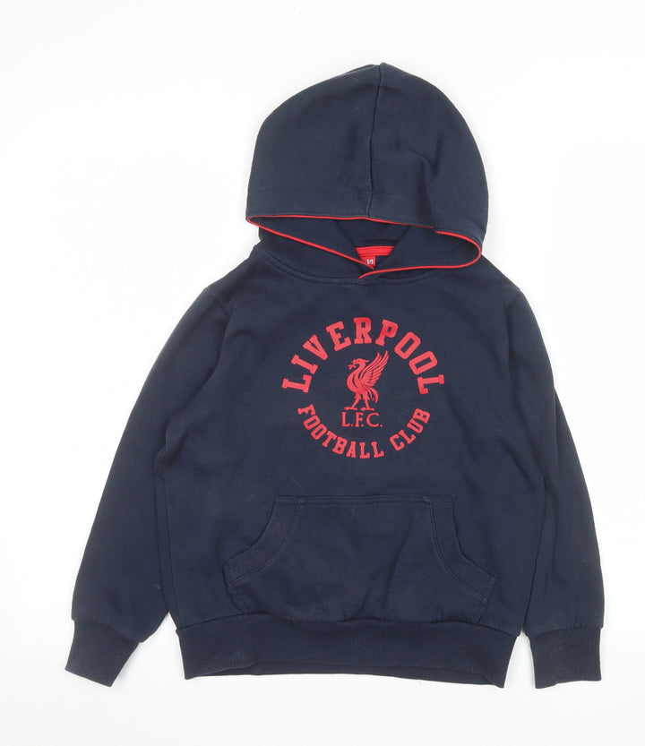 Liverpool FC Boys Navy Hoodie 8-9 Years Pullover Hooded Sweatshirt