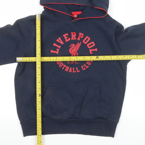 Liverpool FC Boys Navy Hoodie 8-9 Years Pullover Hooded Sweatshirt