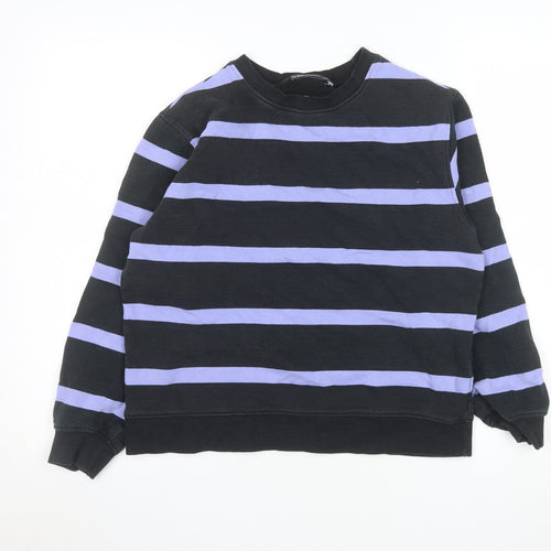 Marks and Spencer Men's Blue Striped Crew Neck Sweatshirt Size S
