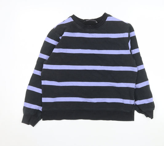 Marks and Spencer Men's Blue Striped Crew Neck Sweatshirt Size S
