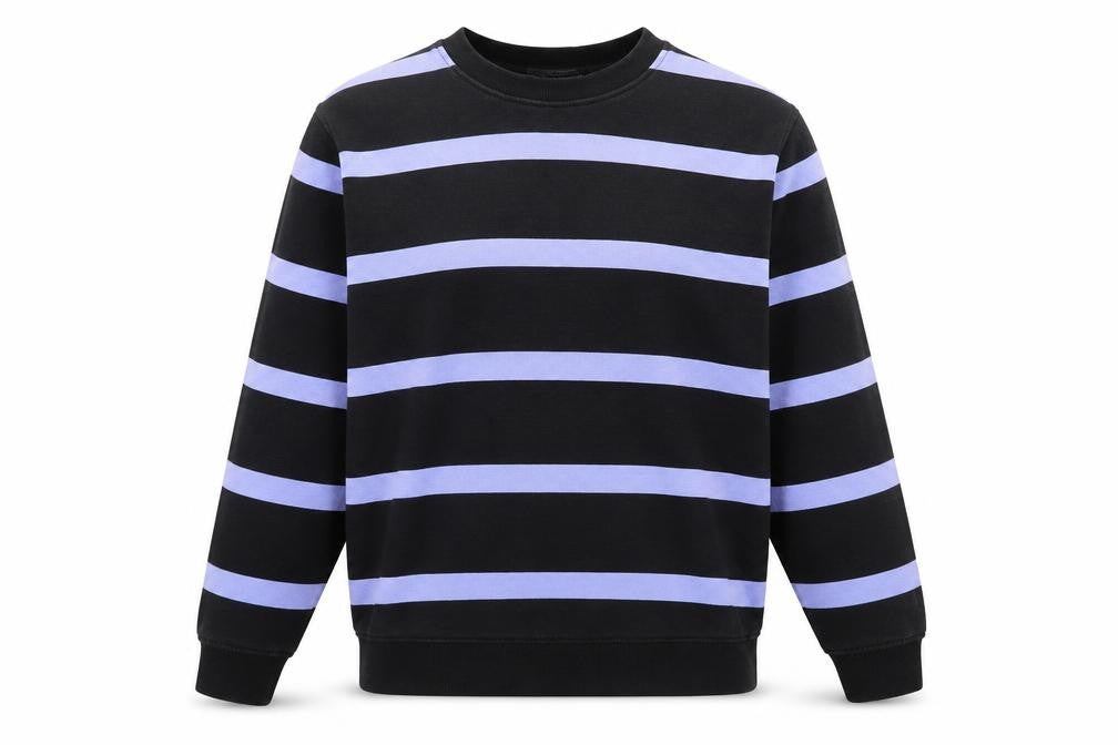 Front view of Marks & Spencer Men's Blue Striped Crew Neck Sweatshirt, size S