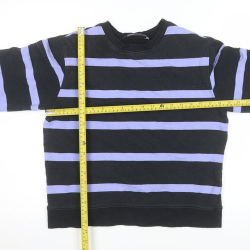Marks and Spencer Men's Blue Striped Crew Neck Sweatshirt Size S