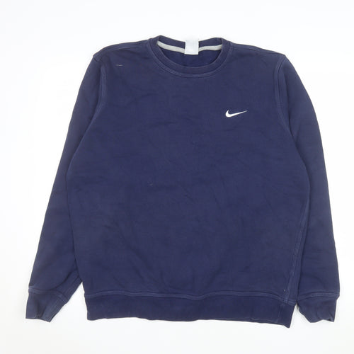 Nike Men's Blue Pullover Sweatshirt L Crew Neck Logo Fleece