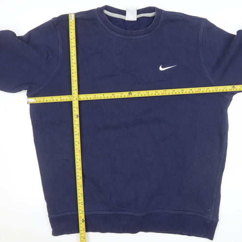 Nike Men's Blue Pullover Sweatshirt L Crew Neck Logo Fleece