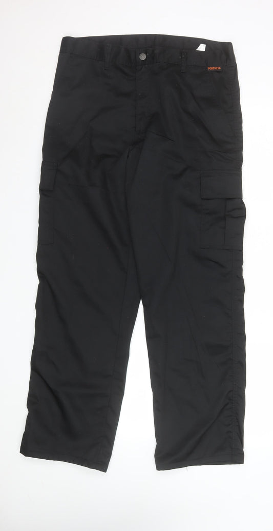 Portwest Men's Black Cargo Work Trousers 34W 31L Regular Fit