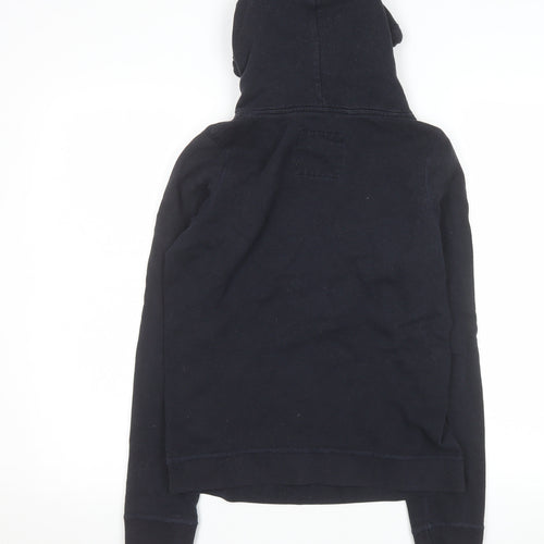 Hollister Mens Black Hoodie Medium Pullover Graphic Surf Team Cotton
