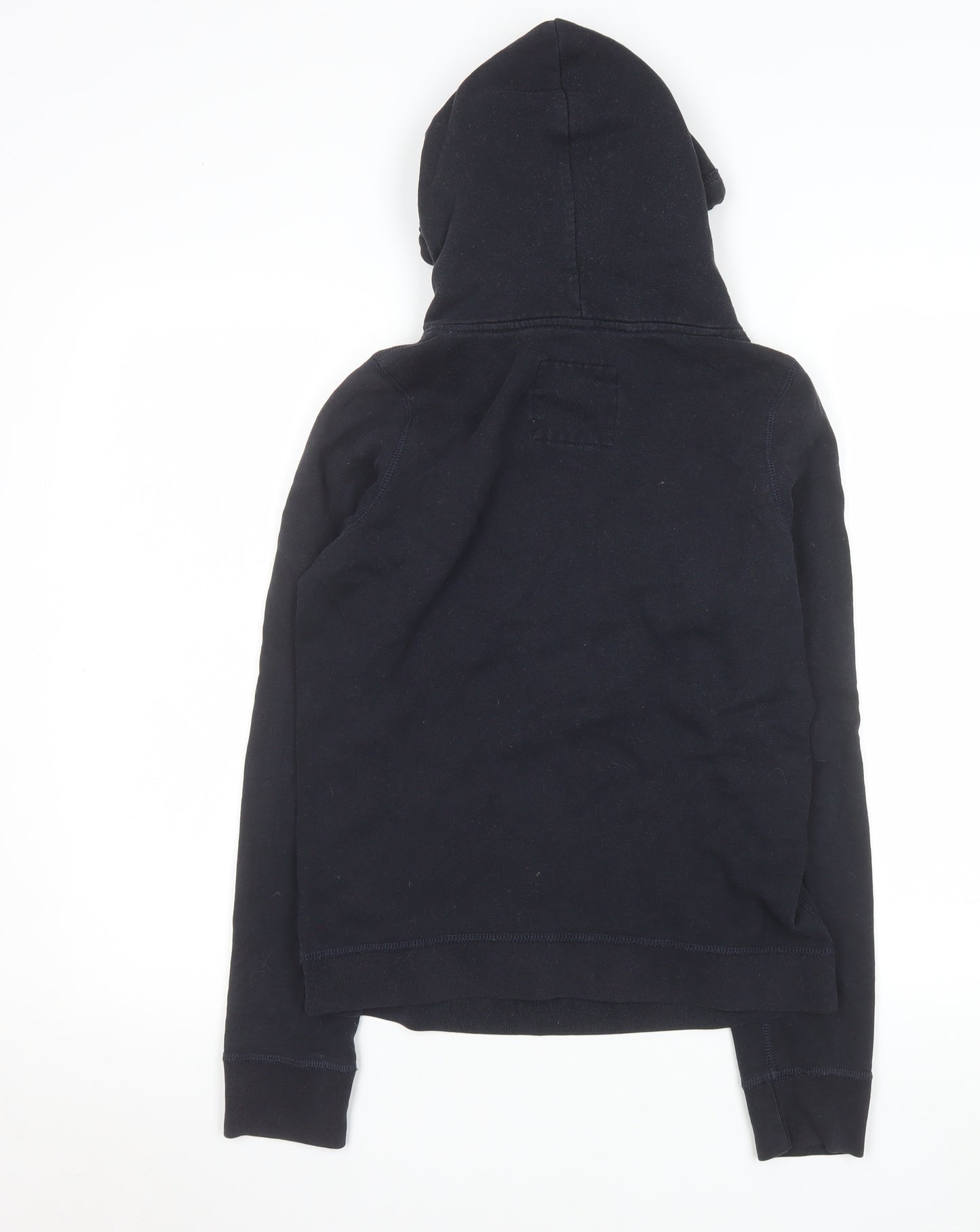 Hollister Mens Black Hoodie Medium Pullover Graphic Surf Team Cotton