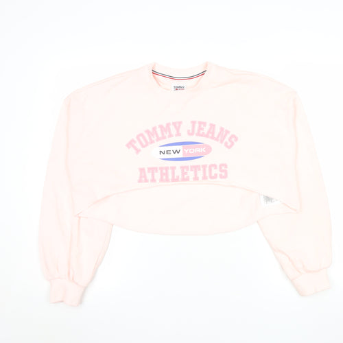 Tommy Jeans Womens Pink Cropped Pullover Sweatshirt Size S