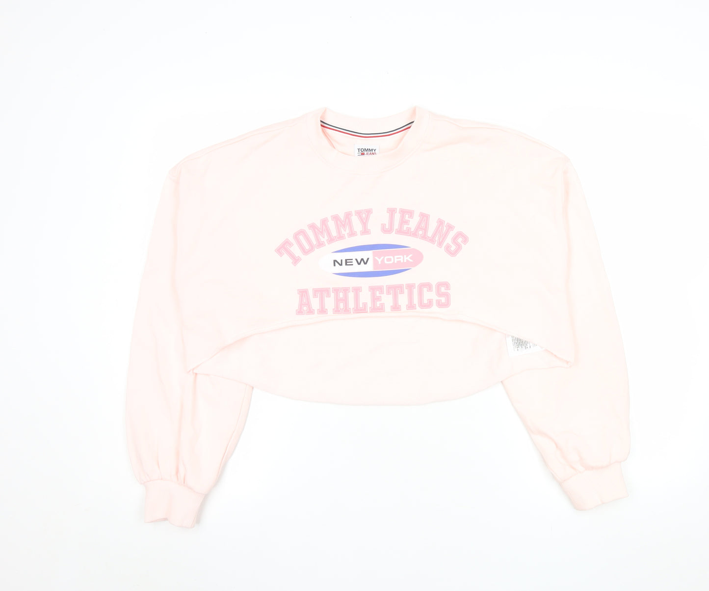 Tommy Jeans Womens Pink Cropped Pullover Sweatshirt Size S