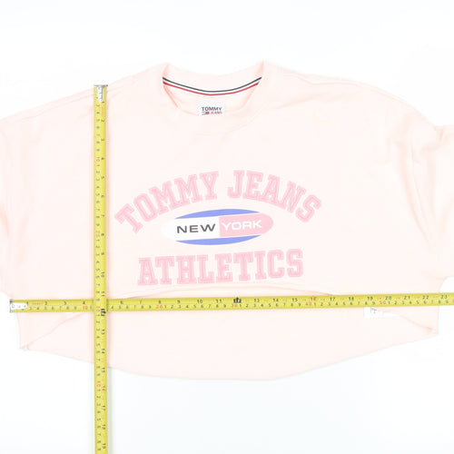 Tommy Jeans Womens Pink Cropped Pullover Sweatshirt Size S