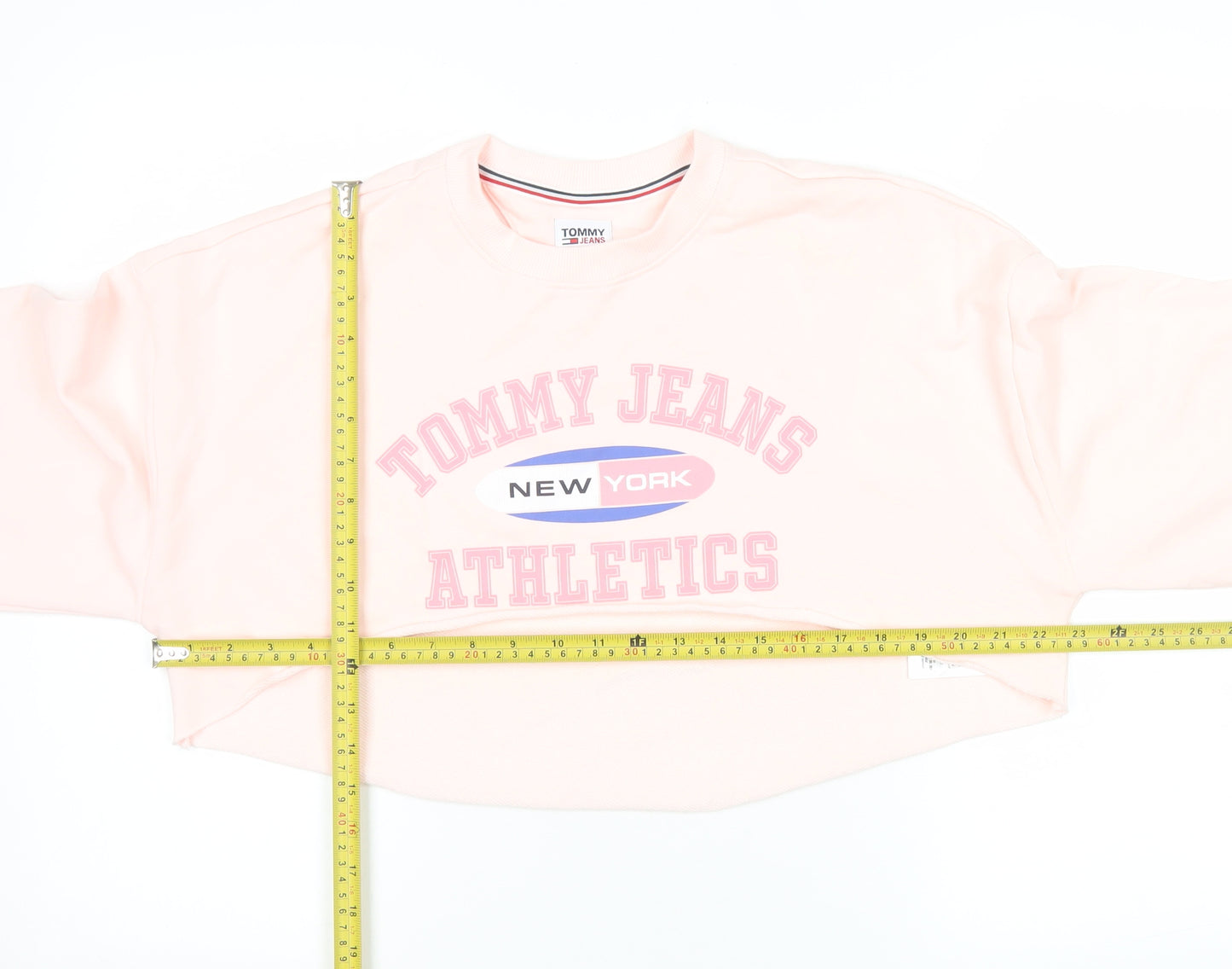 Tommy Jeans Womens Pink Cropped Pullover Sweatshirt Size S