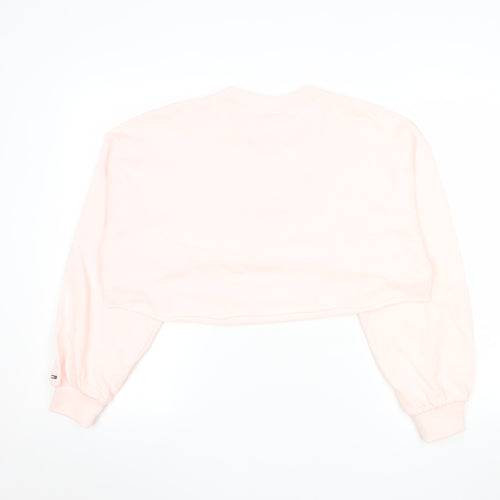 Tommy Jeans Womens Pink Cropped Pullover Sweatshirt Size S