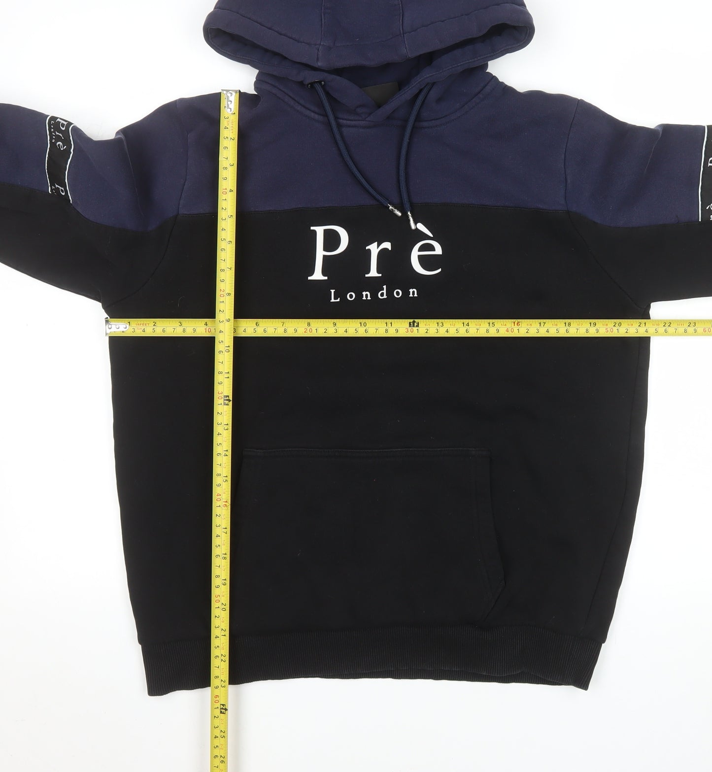 Pré London Men's Black Pullover Hoodie Size S Logo Hooded Sweatshirt