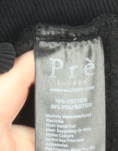 Pré London Men's Black Pullover Hoodie Size S Logo Hooded Sweatshirt