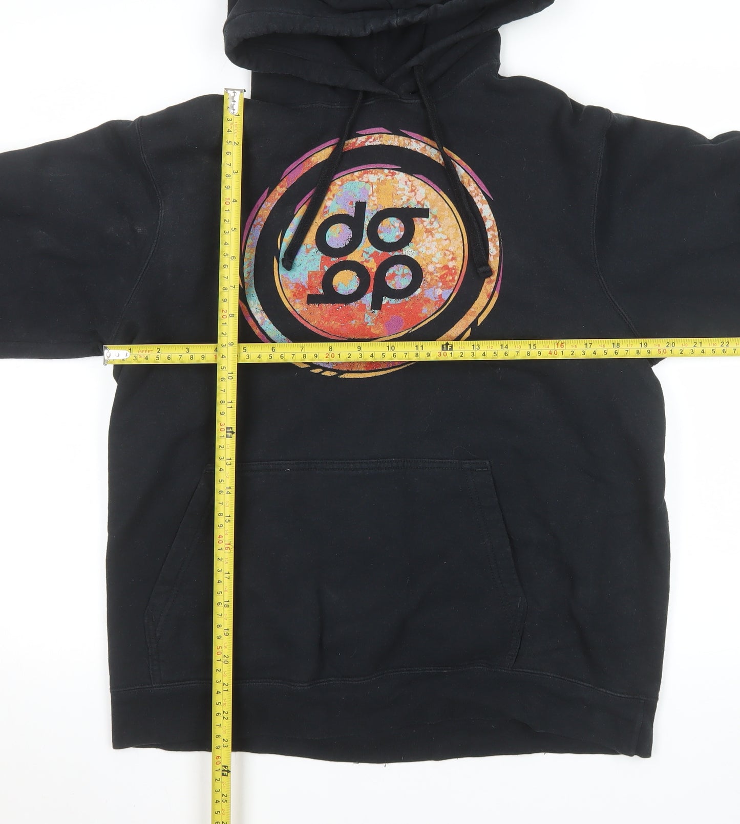 Port & Company Men's Black Pullover Hoodie M Graphic Print Cotton Blend