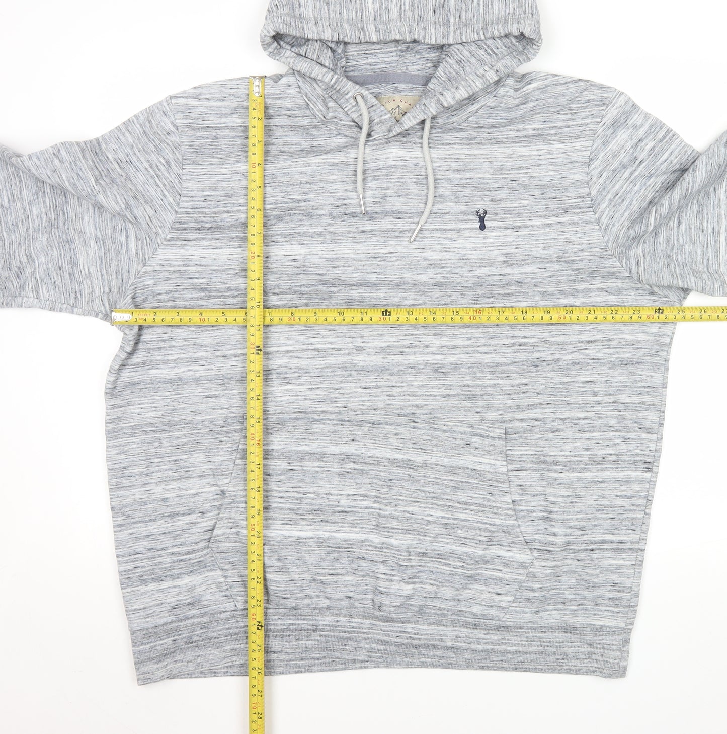 Next Men's Grey Pullover Hoodie XL Regular Fit Fleece