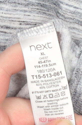 Next Men's Grey Pullover Hoodie XL Regular Fit Fleece
