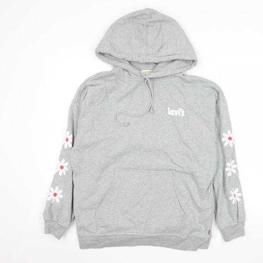Levi's Women's Grey Floral Pullover Hoodie XS