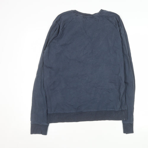 Topman Men Blue Small Graphic Print Sweatshirt Crew Neck