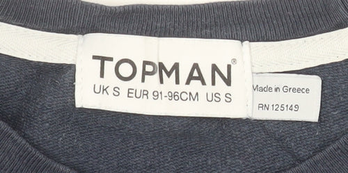 Topman Men Blue Small Graphic Print Sweatshirt Crew Neck