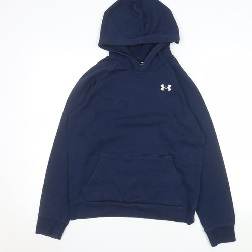 Under Armour Boys Navy Hoodie YLG Loose Fit Cotton Blend Pullover
