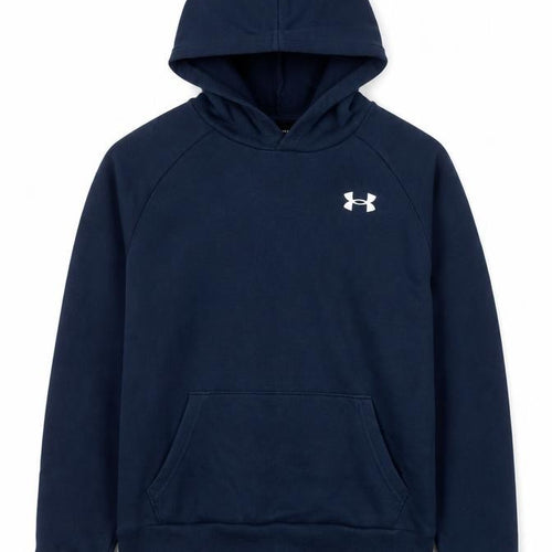 Under Armour Boys Navy Hoodie YLG Loose Fit Cotton Blend Pullover