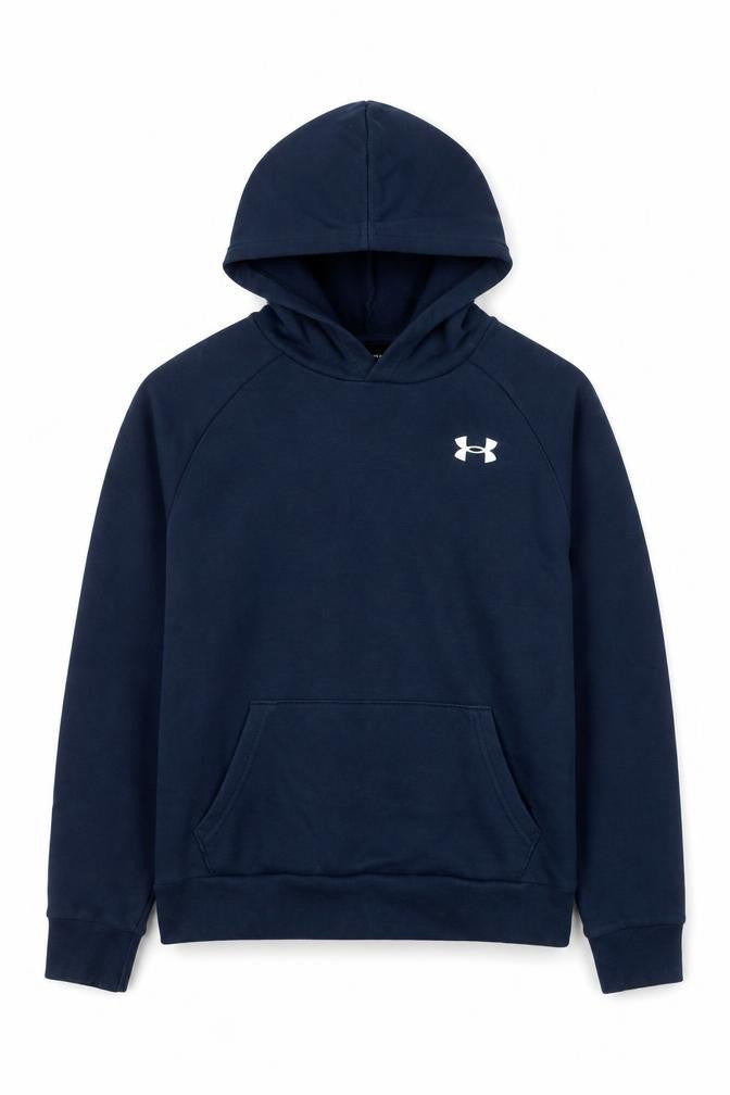 Under Armour Boys Navy Hoodie YLG Loose Fit Cotton Blend Pullover