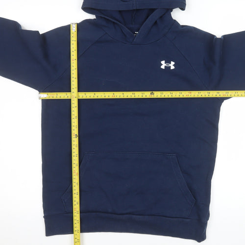 Under Armour Boys Navy Hoodie YLG Loose Fit Cotton Blend Pullover