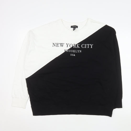 New Look Men's Black White NYC Pullover Sweatshirt M