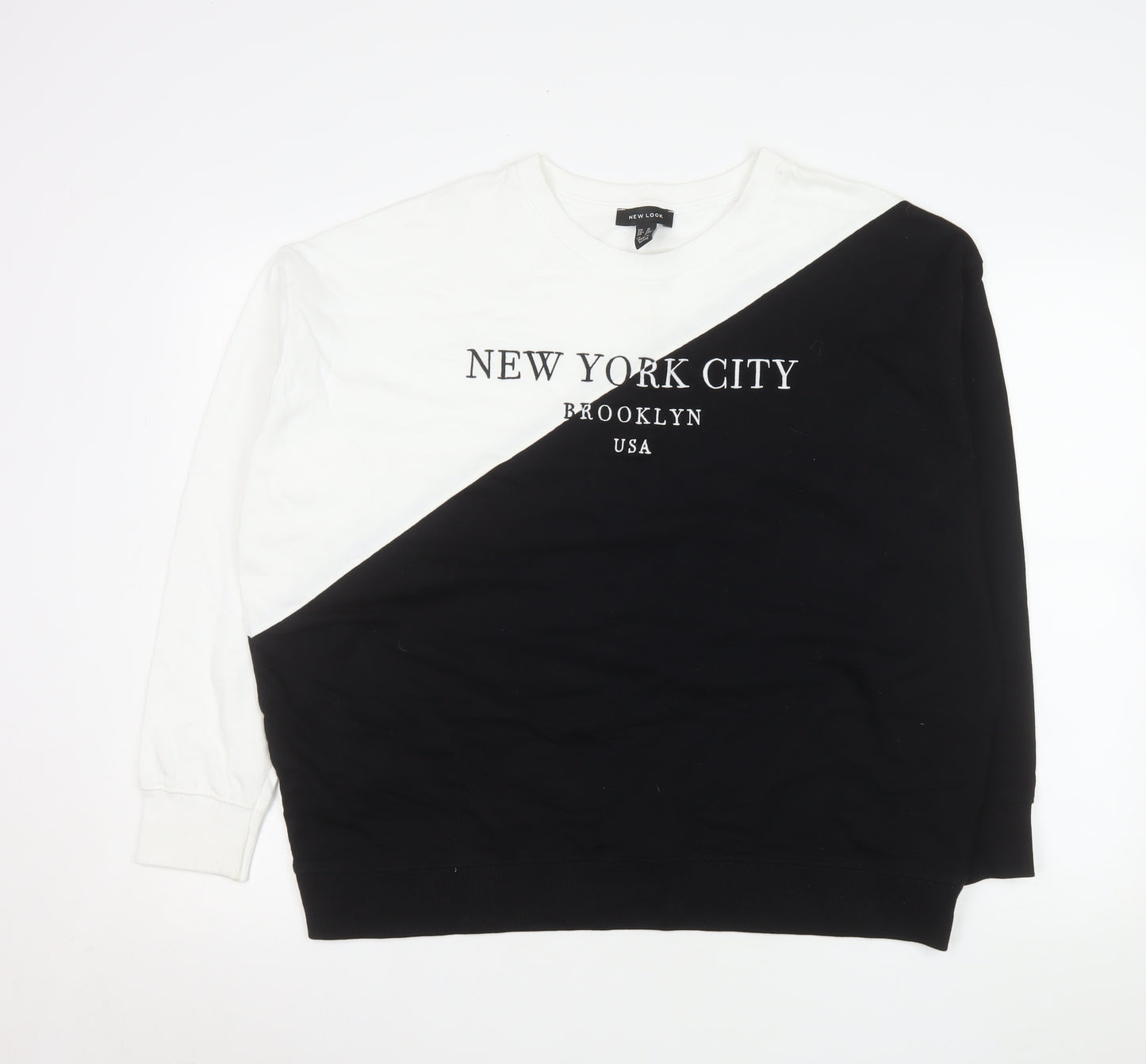 New Look Men's Black White NYC Pullover Sweatshirt M