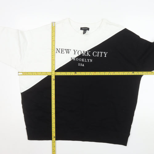 New Look Men's Black White NYC Pullover Sweatshirt M