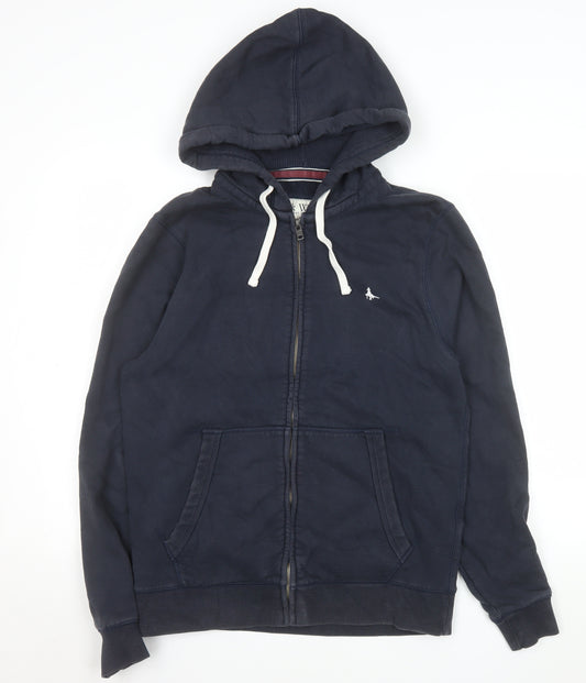 Jack Wills Men's Blue Hooded Full Zip Cotton Jacket Size M