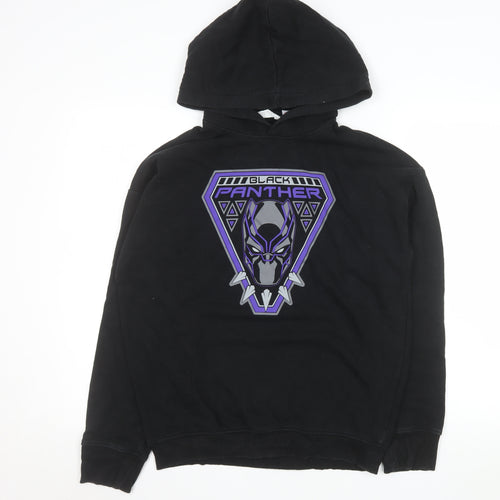 H&M Boys Black Panther Hoodie 14 Years Black Pullover Fleece Marvel