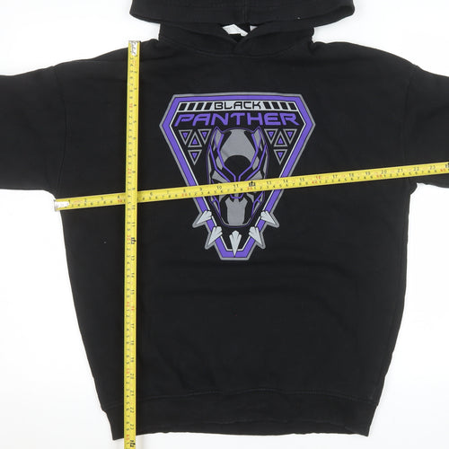 H&M Boys Black Panther Hoodie 14 Years Black Pullover Fleece Marvel