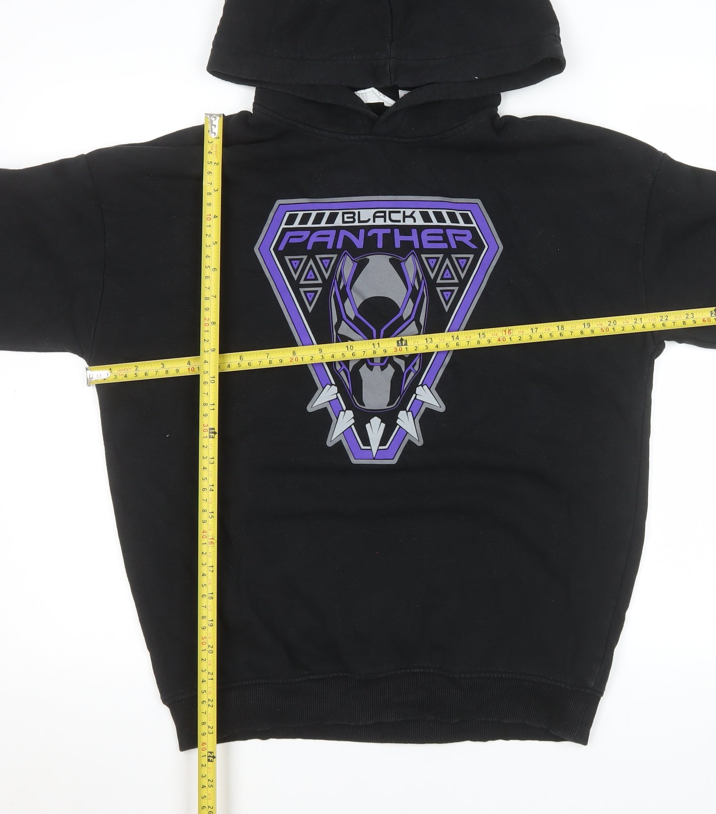 H&M Boys Black Panther Hoodie 14 Years Black Pullover Fleece Marvel