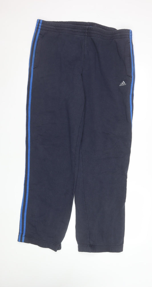 Adidas Men Black XL Track Pants Essentials Elastic Waist Activewear