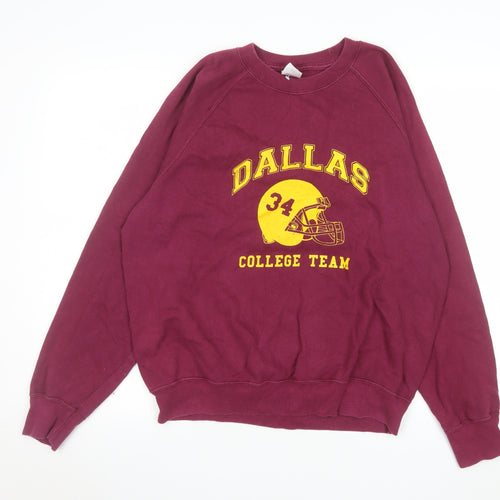 Fruit of the Loom Men's Burgundy Dallas College Team Sweatshirt M Classic Crew Neck