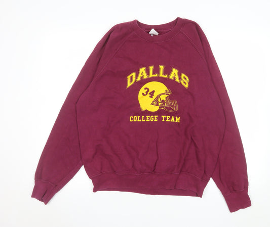 Fruit of the Loom Men's Burgundy Dallas College Team Sweatshirt M Classic Crew Neck
