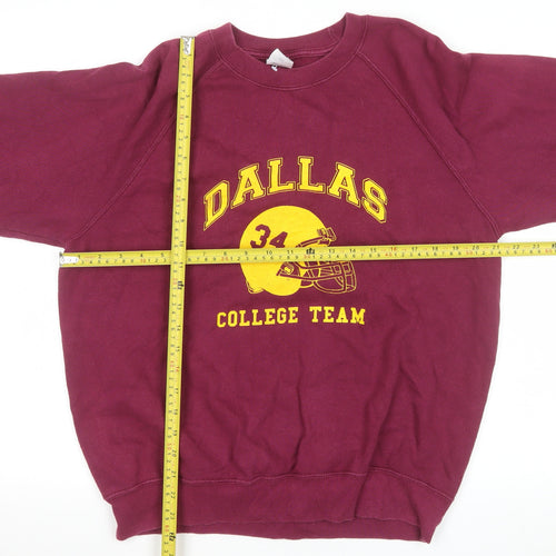 Fruit of the Loom Men's Burgundy Dallas College Team Sweatshirt M Classic Crew Neck