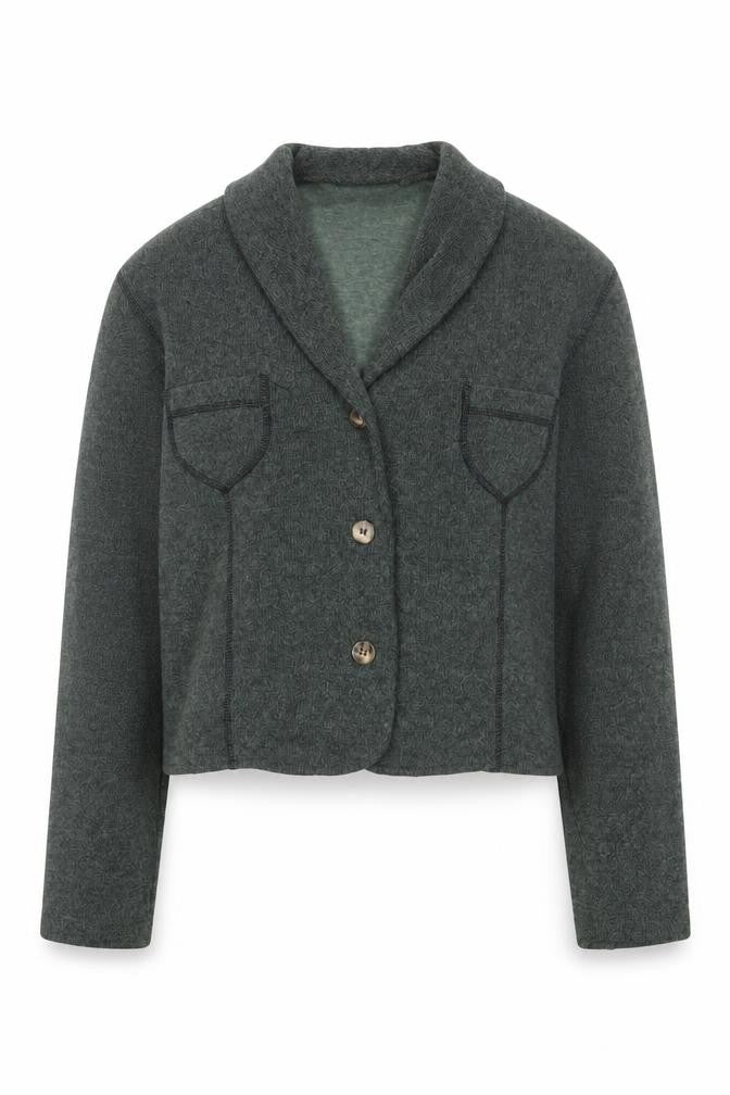 Wallis Women Green Knit Blazer Medium Single Breasted Jacket