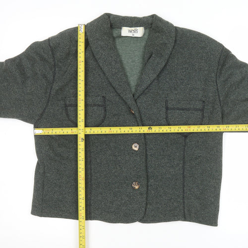 Wallis Women Green Knit Blazer Medium Single Breasted Jacket