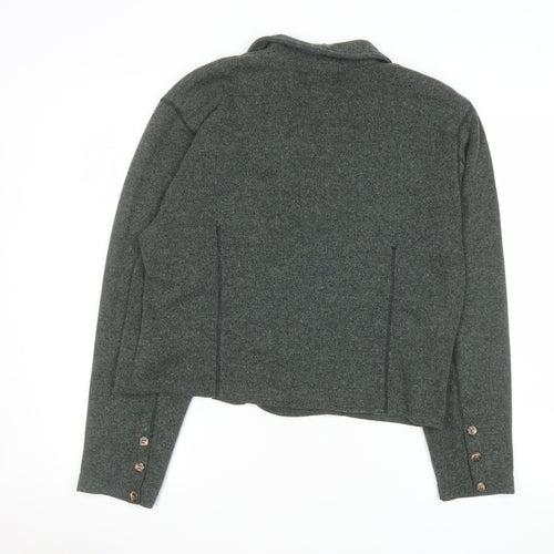 Wallis Women Green Knit Blazer Medium Single Breasted Jacket
