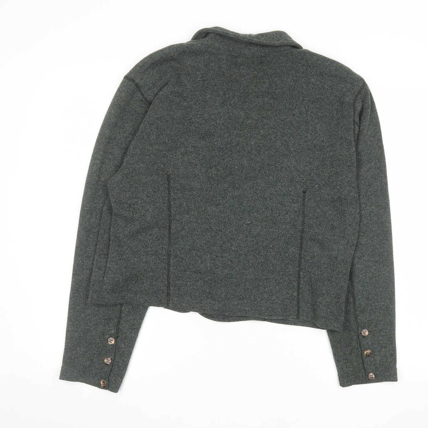 Wallis Women Green Knit Blazer Medium Single Breasted Jacket