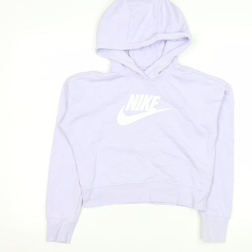 Nike Womens Lilac Hoodie L 146-156cm Cotton Blend Pullover