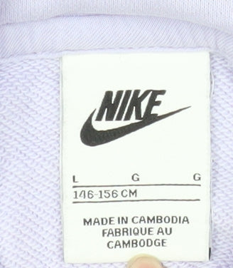 Nike Womens Lilac Hoodie L 146-156cm Cotton Blend Pullover
