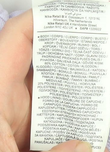 Nike Womens Lilac Hoodie L 146-156cm Cotton Blend Pullover